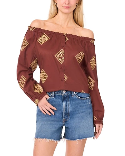 Button Up Off-the-Shoulder Top