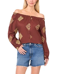 Vince Camuto Button Up Off-the-Shoulder Top