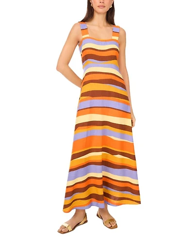 Striped Square Neck Midi Dress