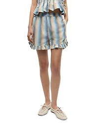 Ganni Ombre Striped Ruffled Shorts