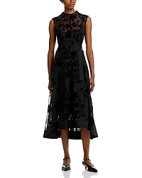 3.1 Phillip Lim Flocked Organza Sleeveless Midi Dress