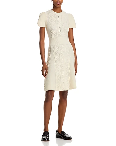 3.1 Phillip Lim Wool Cable Knit Mock Neck Dress