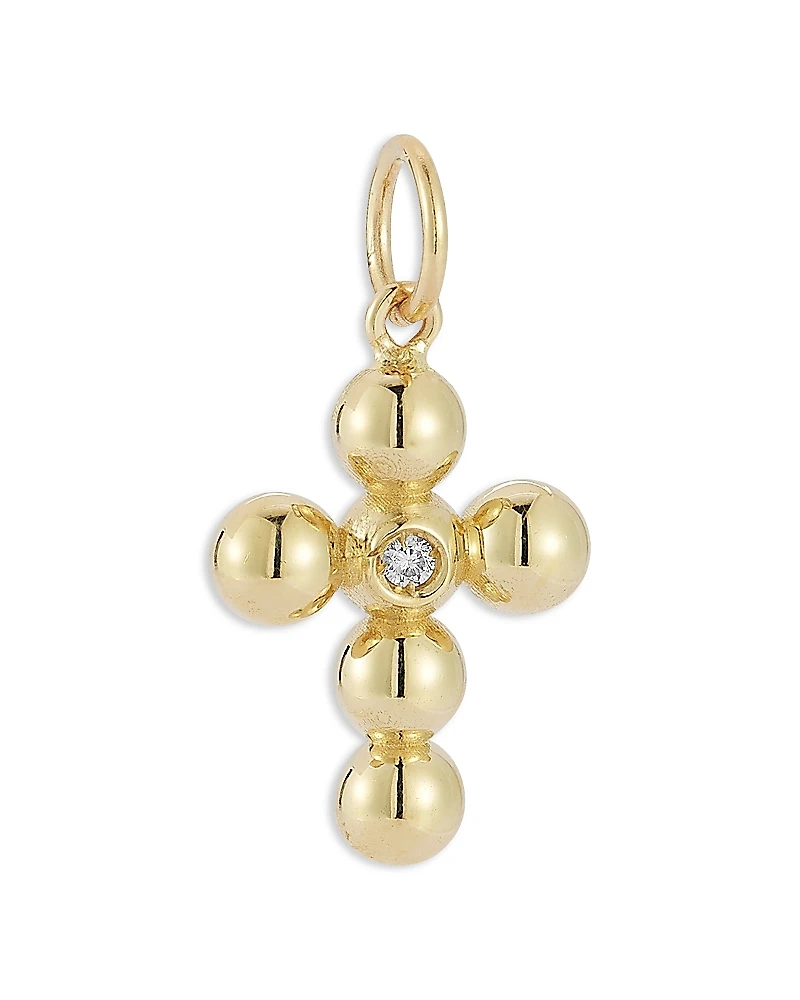 Bloomingdale's Fine Collection 14K Yellow Gold Cross Charm Pendant with Diamonds, 0.03 tcw