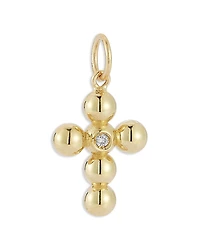 Bloomingdale's Fine Collection 14K Yellow Gold Cross Charm Pendant with Diamonds, 0.03 tcw