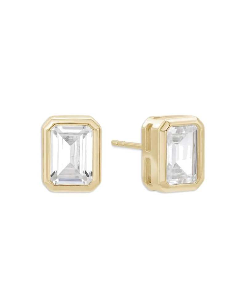 Baguette Cubic Zirconia Stud Earrings