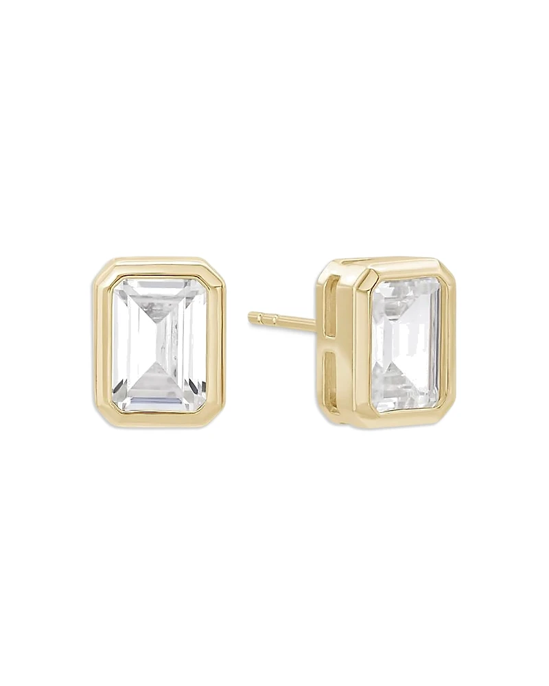 Shashi Baguette Cubic Zirconia Stud Earrings