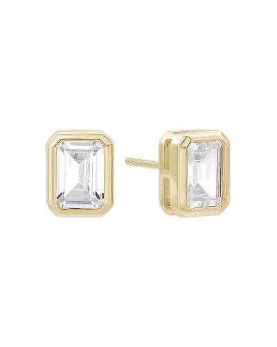 Shashi Baguette Cubic Zirconia Stud Earrings