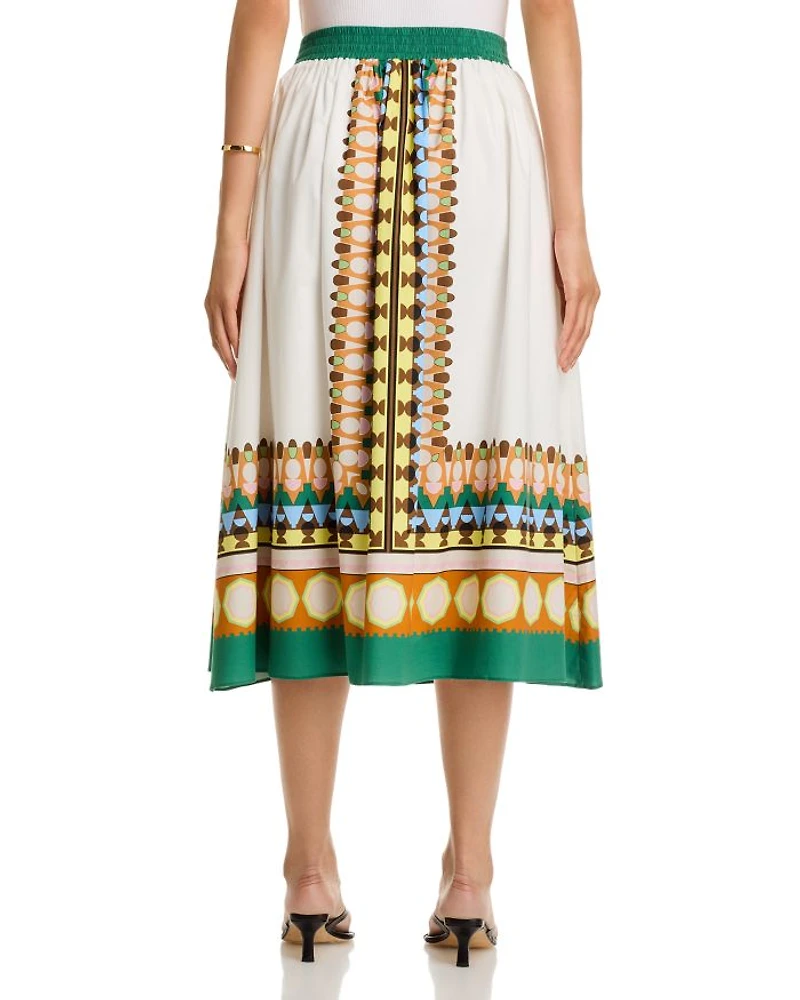 Pull On Button Front Skirt
