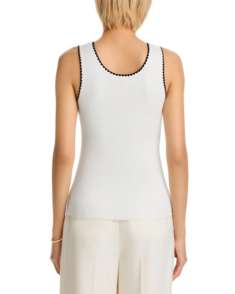 Sleeveless Scoop Neck Whipstitch Sweater