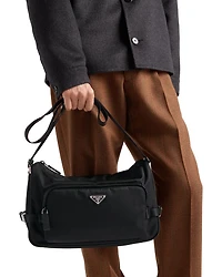Large Re-Nylon and Saffiano Leather Shoulder Bag