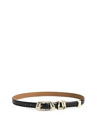 Ettika Molten Metal Women's Black Leather Belt
