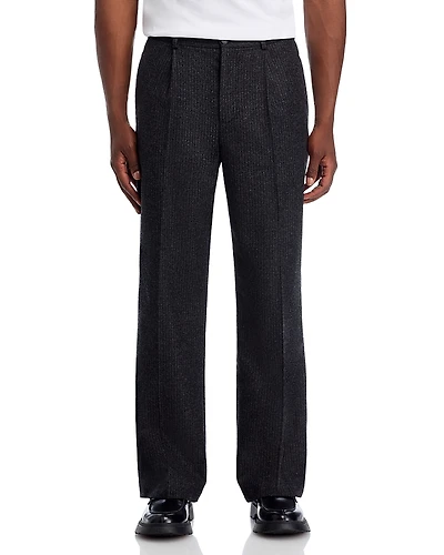 Frame Pinstriped Wool Blend Wide Leg Trousers