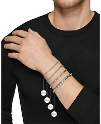 Men's Box Chain Bracelet Sterling Silver or Stainless Steel with 14K Yellow Gold, 5mm