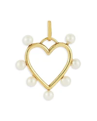 14K Yellow Gold Cultured Freshwater Pearl Heart Charm Pendant