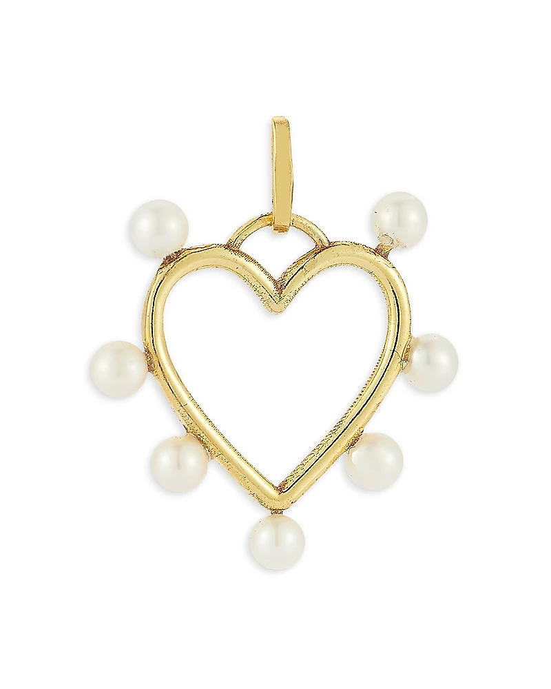 Moon & Meadow 14K Yellow Gold Cultured Freshwater Pearl Heart Charm Pendant