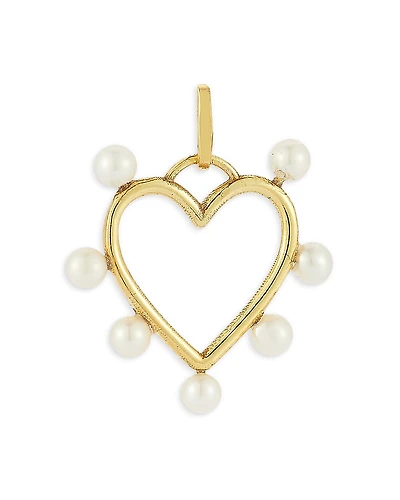Moon & Meadow 14K Yellow Gold Cultured Freshwater Pearl Heart Charm Pendant