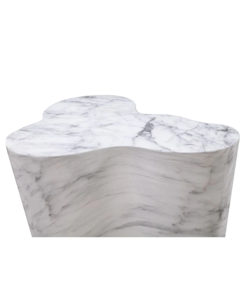 Slab Marble Tall Side Table in White Marble