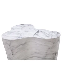 Slab Marble Tall Side Table in White Marble