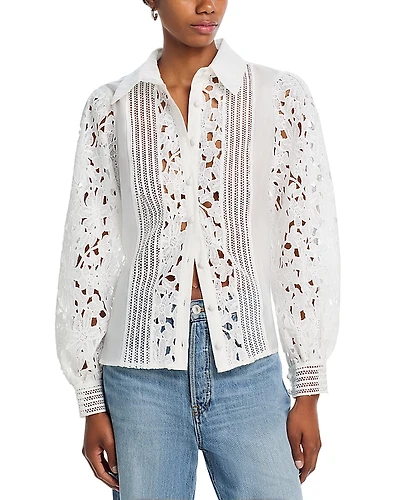 Aqua Lace Inset Blouse - Exclusive