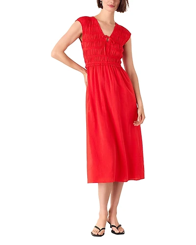 Whistles Petite Shirred Bodice Midi Dress