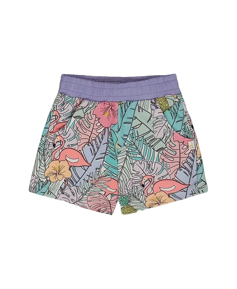 Deux par Girls' Printed French Terry Flamingos Short - Little Kid