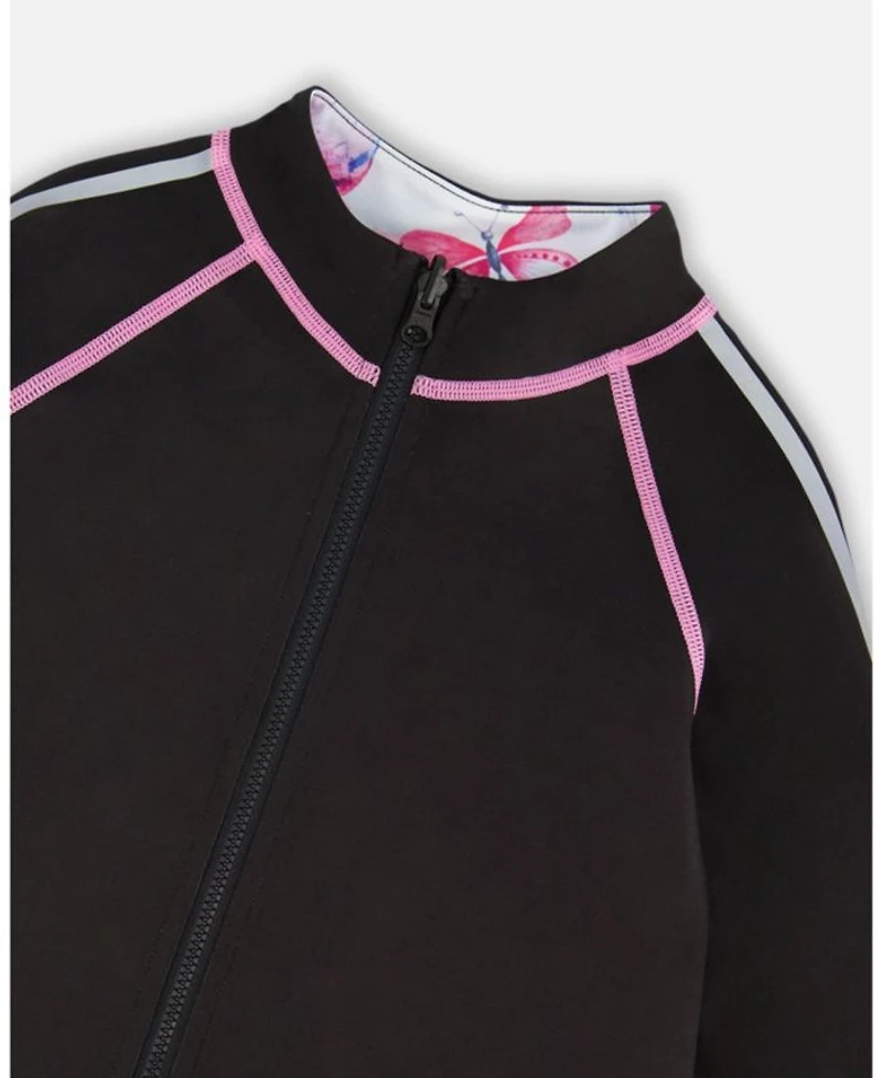 Girls' Printed Reversible Full Zip Athletic Cardigan