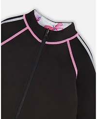 Girls' Printed Reversible Full Zip Athletic Cardigan