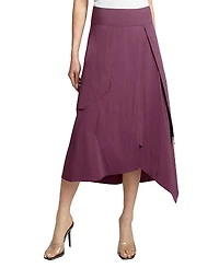 Santorelli Deb Multi-Panel Asymmetric Midi Skirt