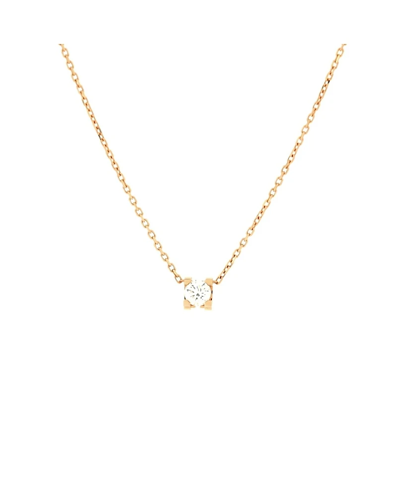 Pre-Owned Cartier 0.20-0.29CT C de Cartier Necklace 18K Rose Gold and Diamond