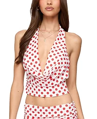 Edikted Zoe Polka Dot Cowl Neck Top