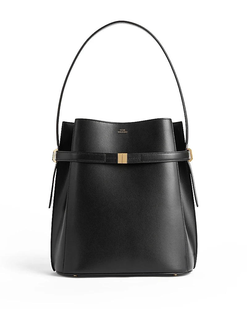 Toteme Belted Smooth Leather Bucket Bag