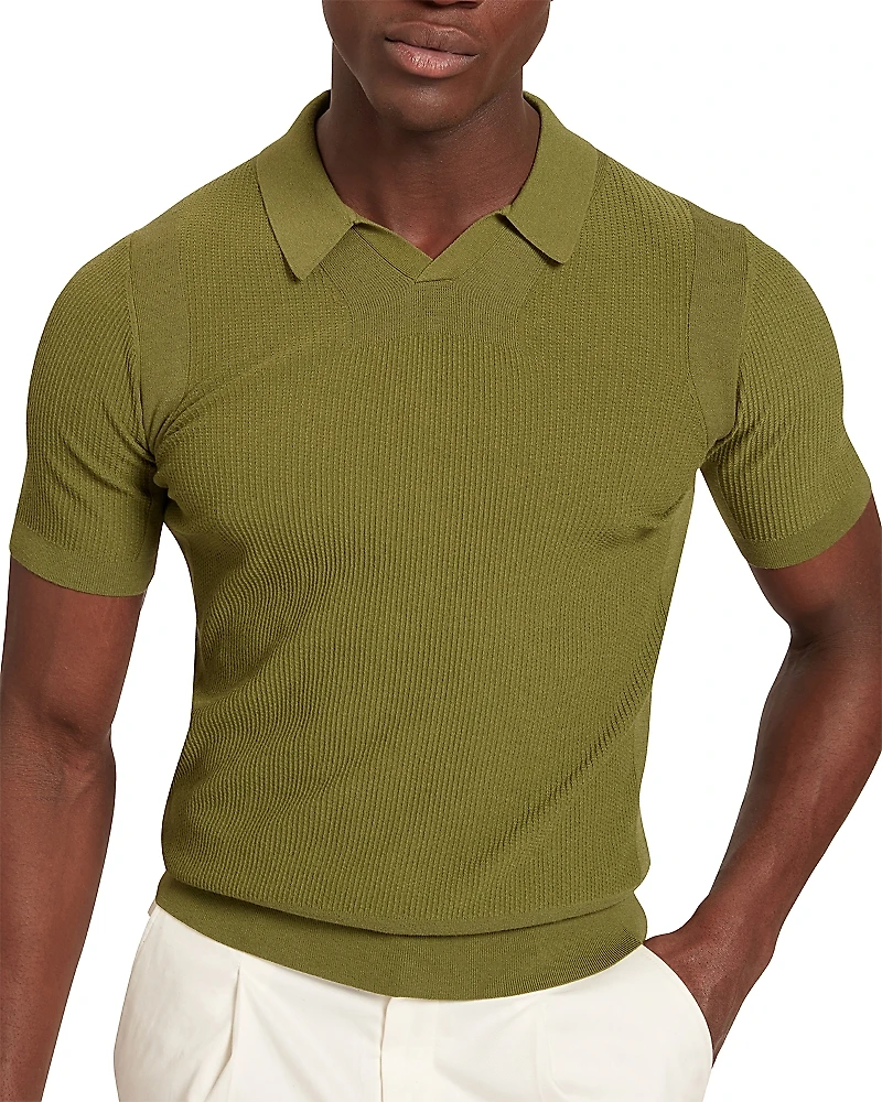 Ted Baker Aindrea Textured Rib Open Neck Knitted Polo Shirt