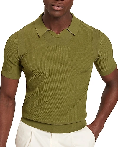 Ted Baker Aindrea Textured Rib Open Neck Knitted Polo Shirt