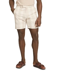 Ted Baker Arrigos Checked Cotton & Linen Straight Leg 7.5 Shorts