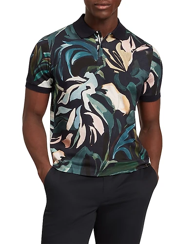 Ted Baker Kivem Floral Print Pure Cotton Polo Shirt