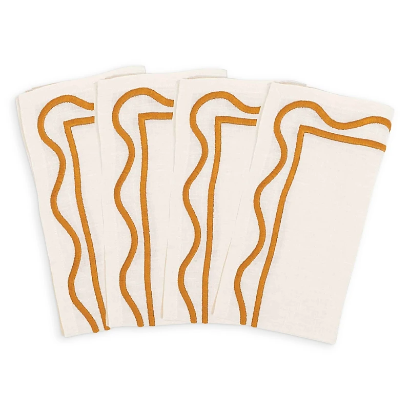 Misette Colorblock Embroidered Linen Napkins