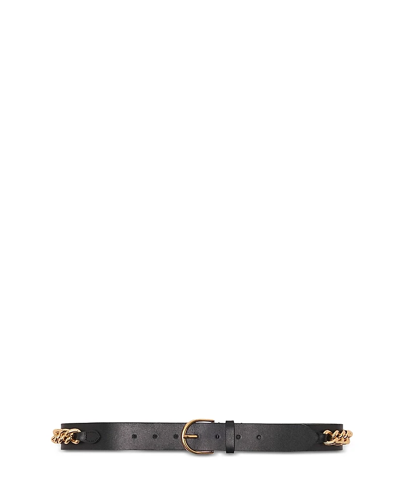 Maje Women's Chain Detail Leather Belt