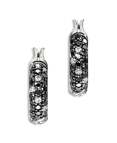 Sterling Silver JH Essentials Diamond Pavé Black Sand Small Hoop Earrings