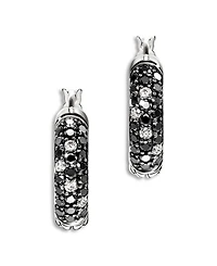 Sterling Silver JH Essentials Diamond Pavé Black Sand Small Hoop Earrings