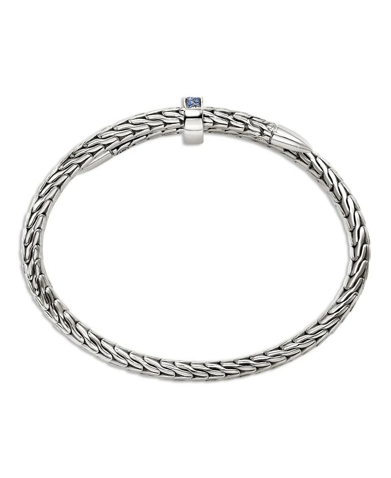 Sterling Silver Spear Blue Sapphire Flex Bracelet