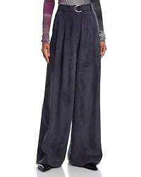 Double Pleat Wide Leg Belted Pants