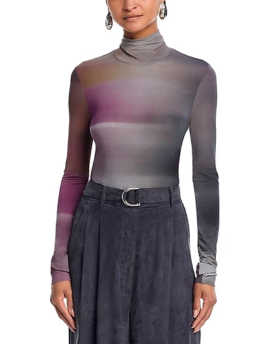 Helmut Lang Ombre Long Sleeve Turtleneck Top