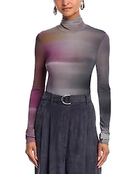 Helmut Lang Ombre Long Sleeve Turtleneck Top