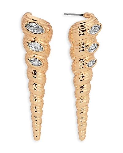 Ettika Cubic Zirconia Capri Shell Linear Drop Earrings