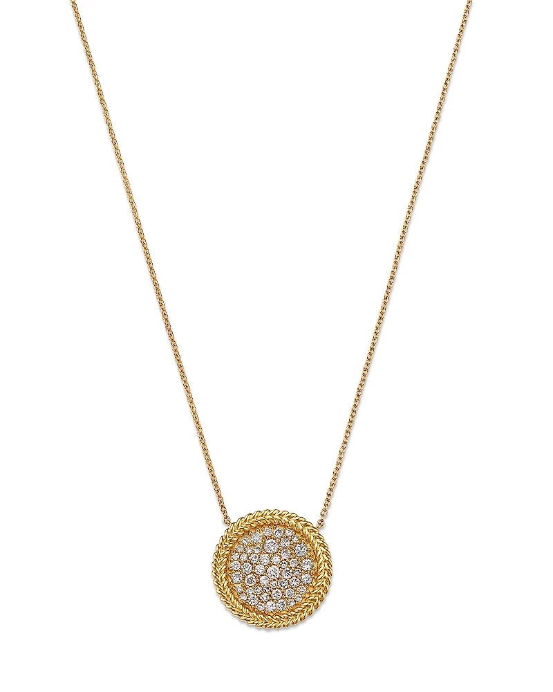 Bloomingdale's Fine Collection Diamond Pave Disc Pendant Necklace with 14K Yellow Gold Bead Setting, 0.50 tcw