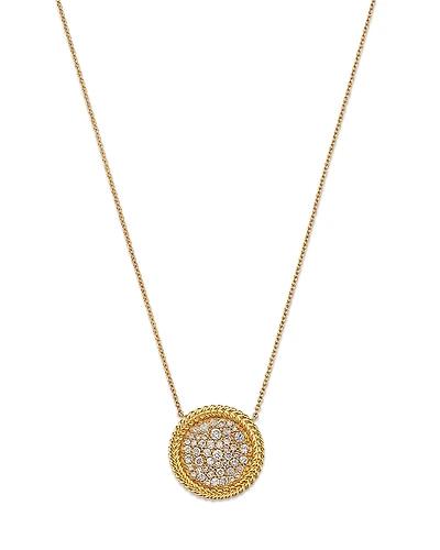 Bloomingdale's Fine Collection Diamond Pave Disc Pendant Necklace with 14K Yellow Gold Bead Setting, 0.50 tcw