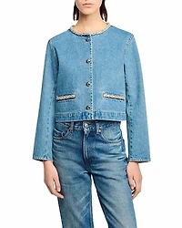 Sandro Rhinestone Denim Jacket