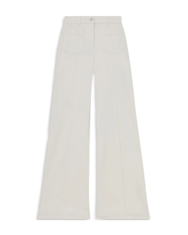 Sakura Flare Patch Pocket Jeans Ecru