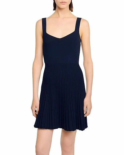 Sleeveless Pleated Knit Mini Dress