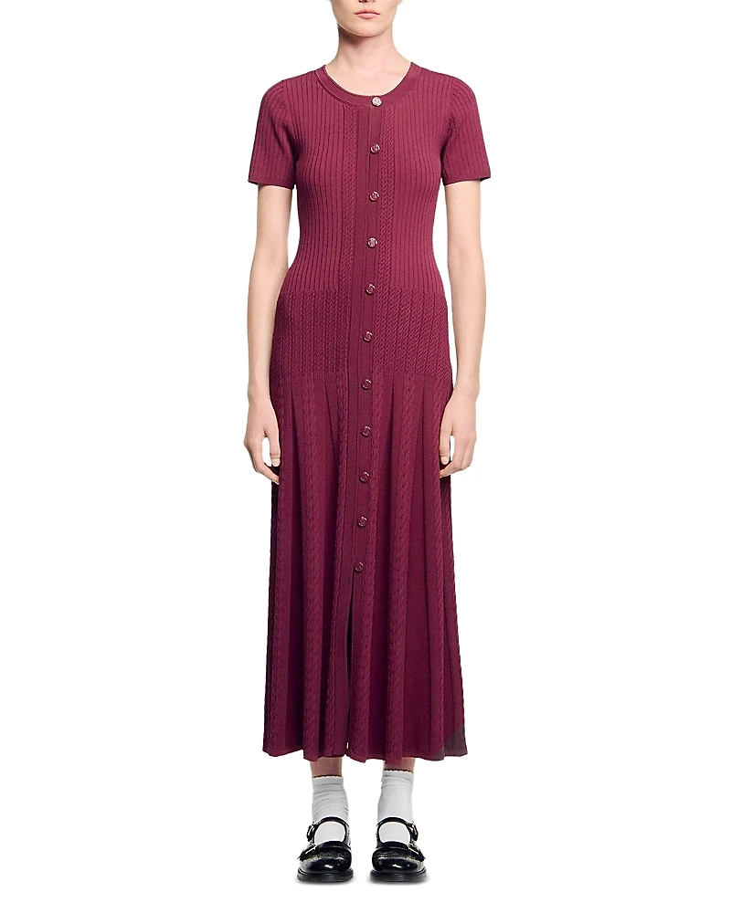 Sandro Short Sleeve Knit Maxi Dress